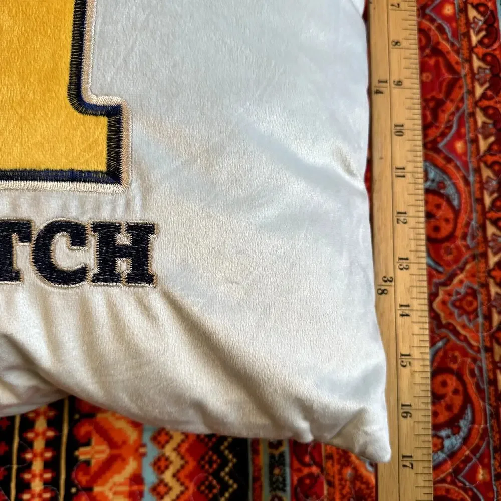 Harry Potter Hogwarts Quidditch Pillow 17x17 Embroidered Logo Gray Yellow Blue